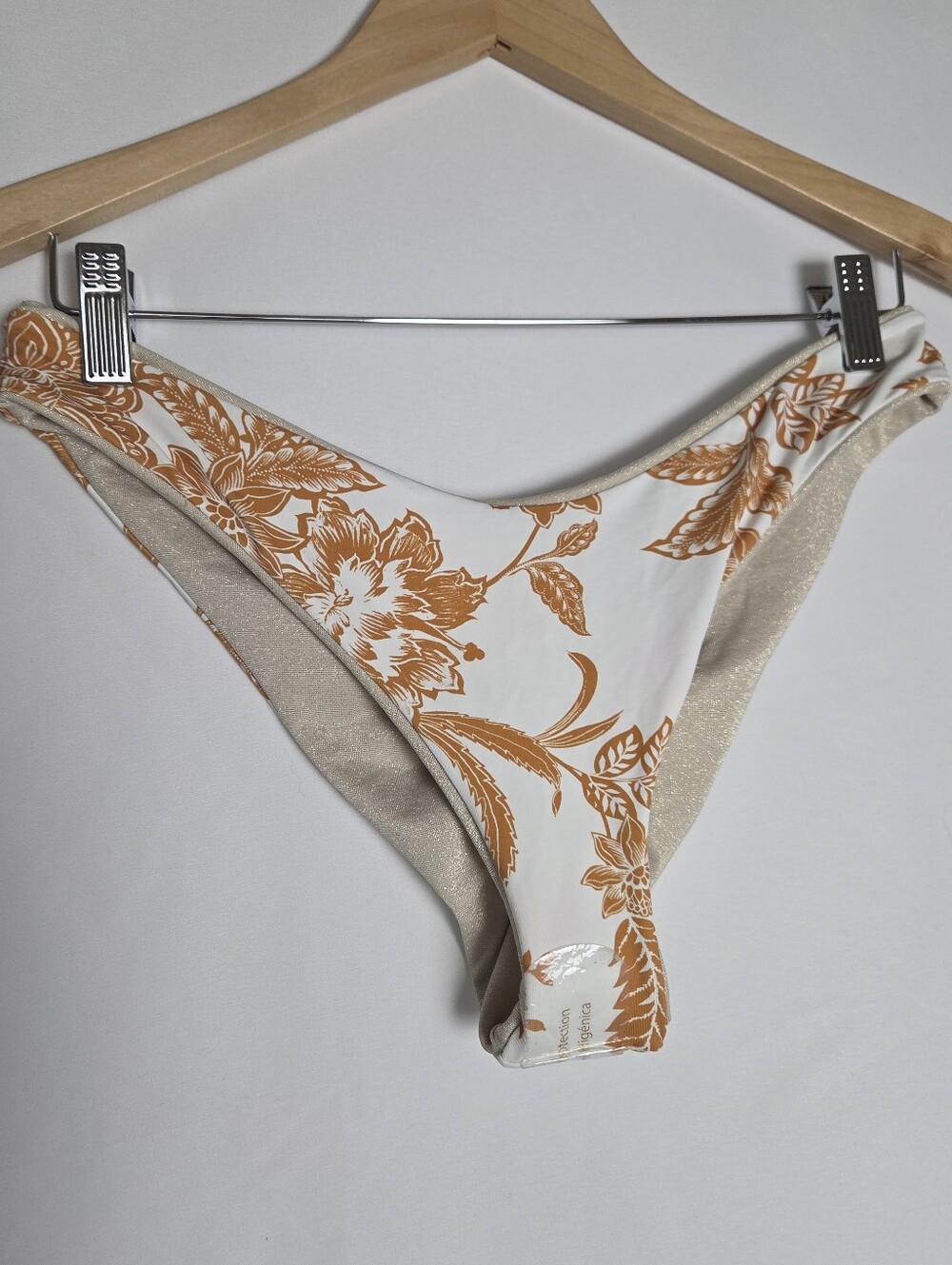 MAAJI Floral Metallic High Leg Bikini Bottom Orange White Gold